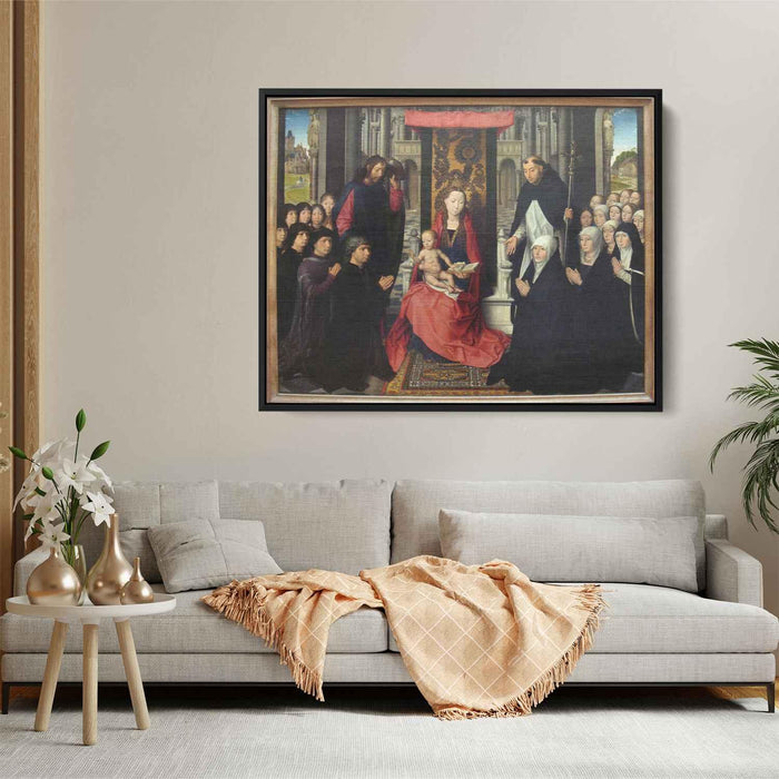 The Virgin and Child with St. James and St. Dominic Presenting the Donors and their Family, known as the Virgin of Jacques Floreins by Hans Memling - Canvas Artwork