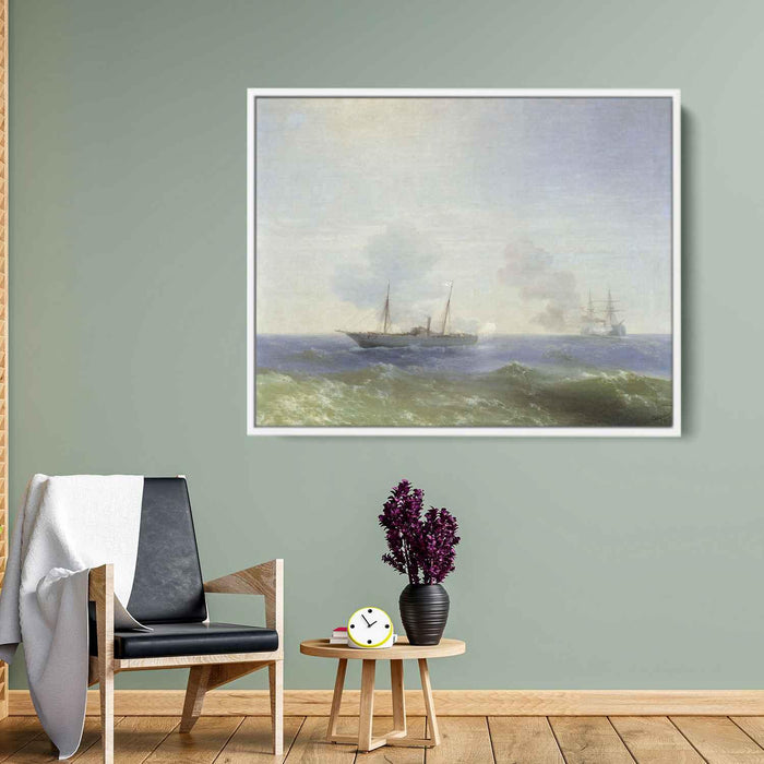 Battle of steamship Vesta and Turkish ironclad (1877) by Ivan Aivazovsky - Canvas Artwork