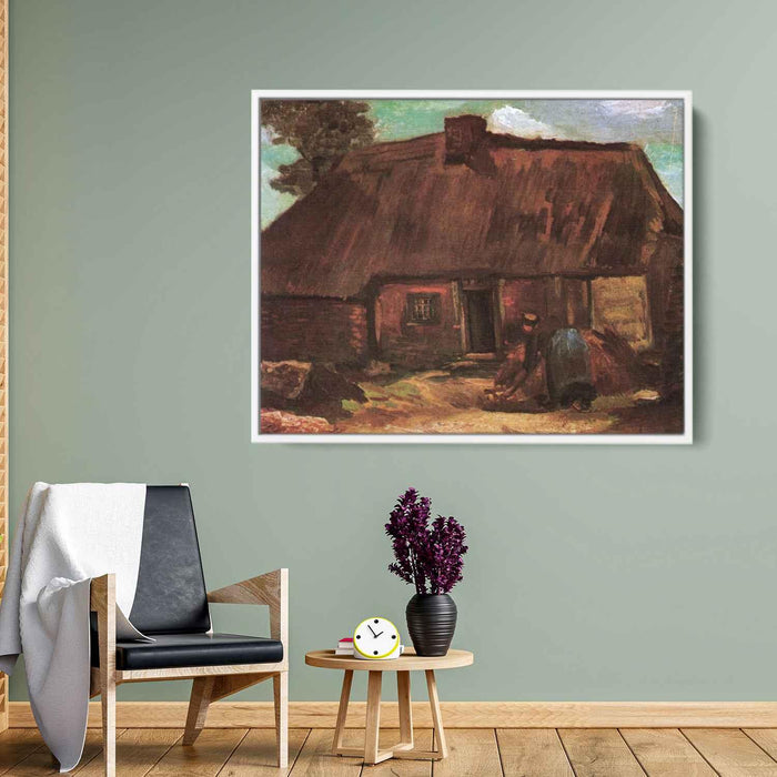 Cottage with Peasant Woman Digging (1885) by Vincent van Gogh - Canvas Artwork