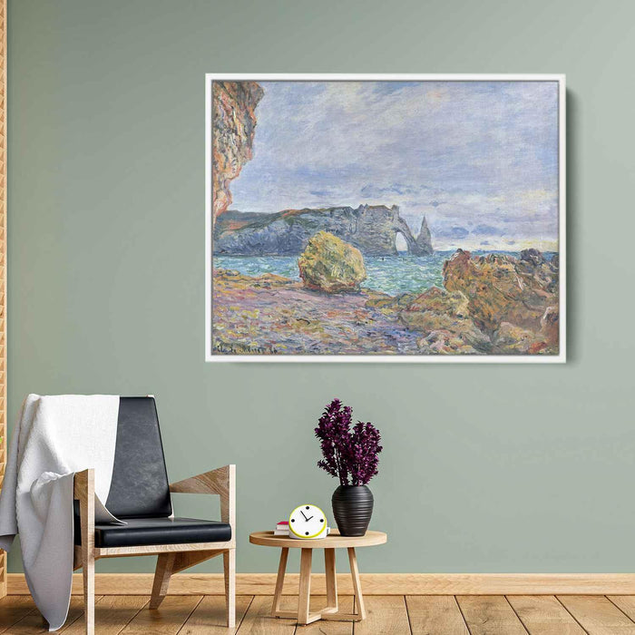 Etretat, the Beach and the Porte d'Aval by Claude Monet - Canvas Artwork