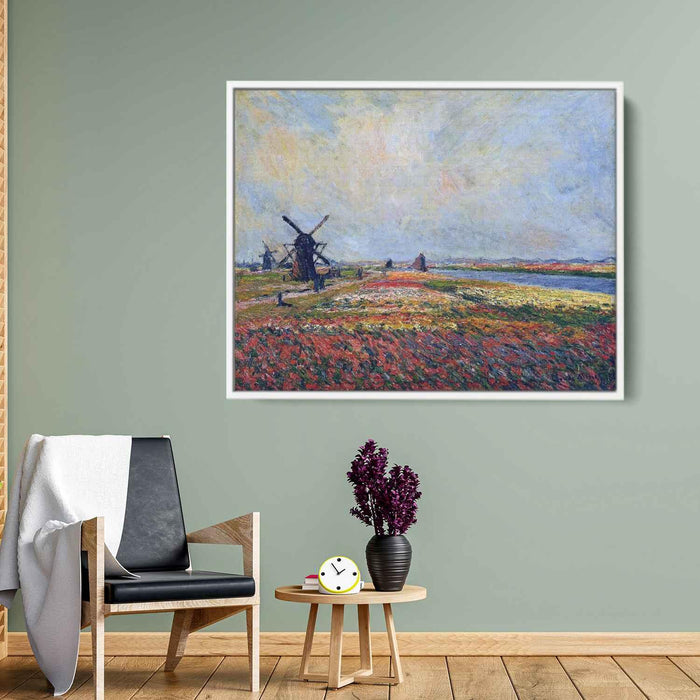 Fields of Flowers and Windmills near Leiden (1886) by Claude Monet - Canvas Artwork