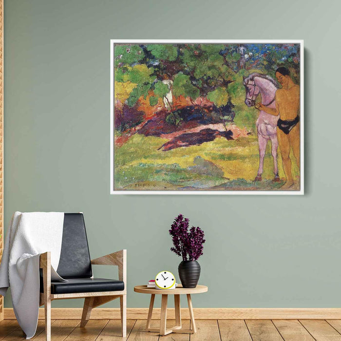 In the Vanilla Grove, Man and Horse (The Rendezvous) by Paul Gauguin - Canvas Artwork