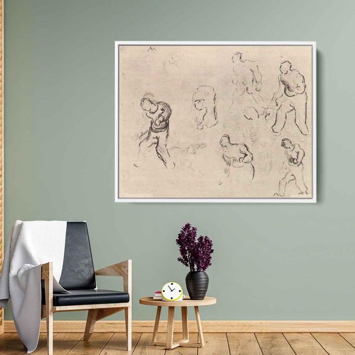 Six Sketches of Figures, Among Others a Man Sowing Wheat by Vincent van Gogh - Canvas Artwork