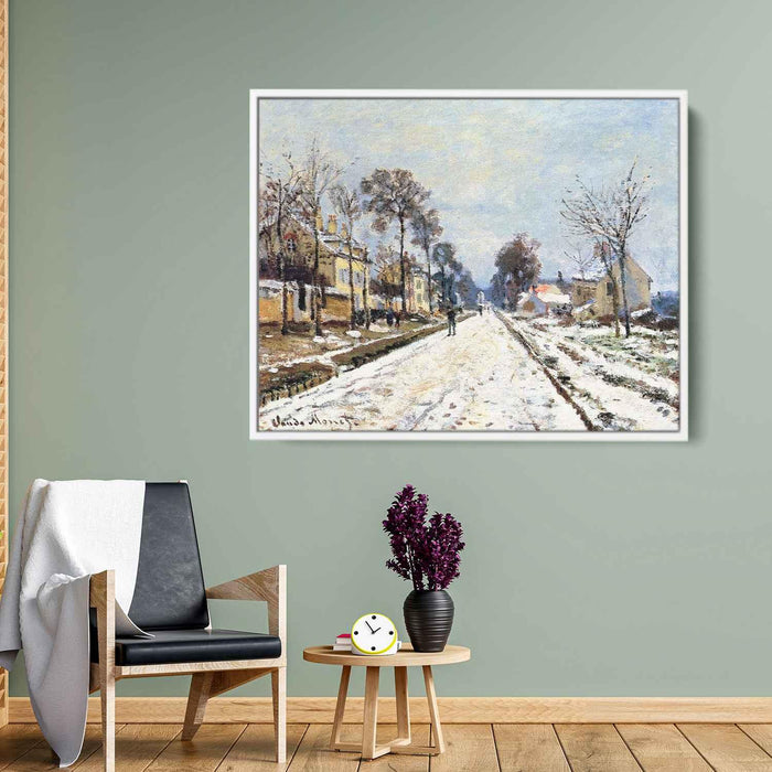 Snow Effect, The Road to Louveciennes by Claude Monet - Canvas Artwork