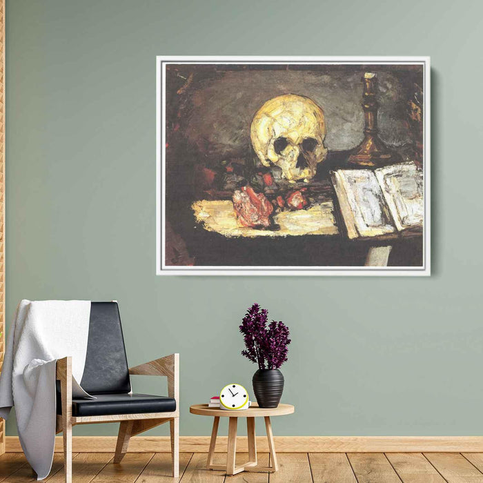 Still life with skull, candle and book by Paul Cezanne - Canvas Artwork