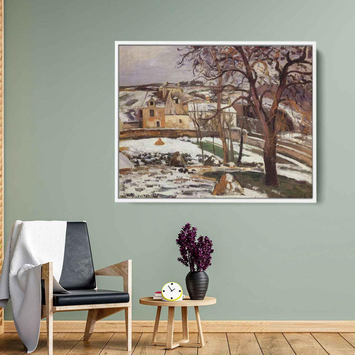 The Effect of Snow at l'Hermitage, Pontoise by Camille Pissarro - Canvas Artwork