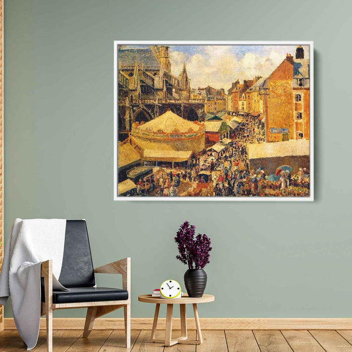 The Fair in Dieppe, Sunny Morning by Camille Pissarro - Canvas Artwork