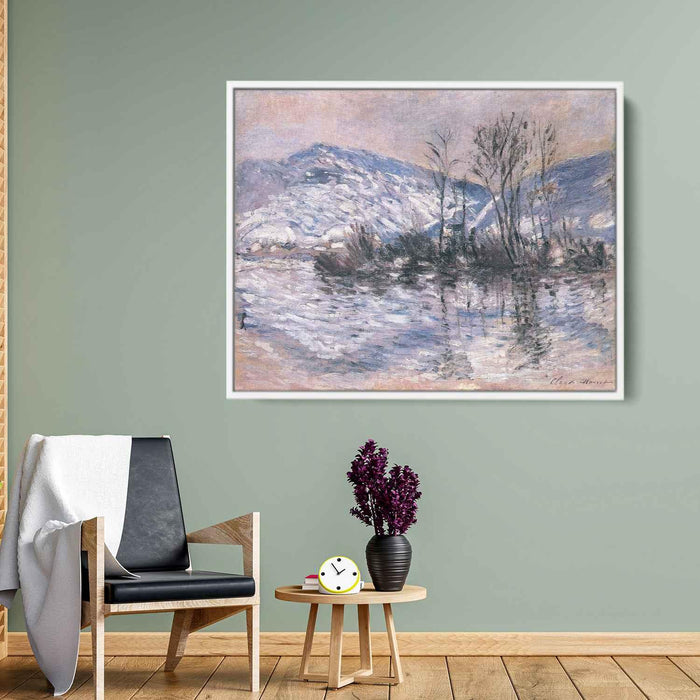 The Seine at Port Villez, Snow Effect 02 by Claude Monet - Canvas Artwork