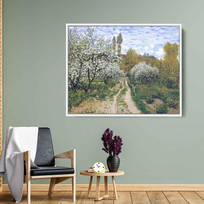 Trees in Bloom (1872) by Claude Monet - Canvas Artwork
