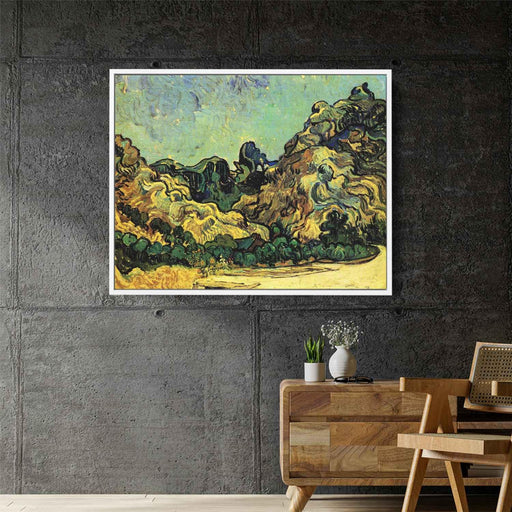 Mountains at Saint-Remy with Dark Cottage (1889) by Vincent van Gogh - Canvas Artwork