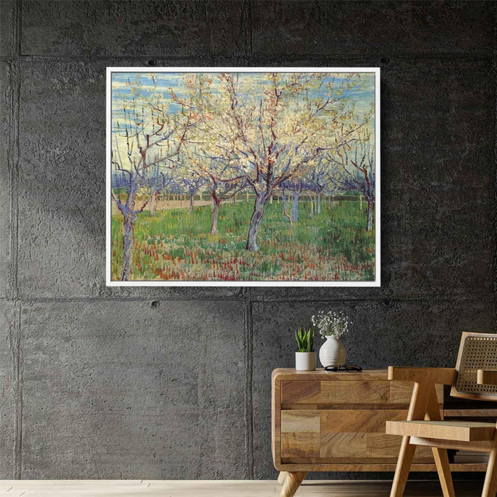 Orchard with Blossoming Apricot Trees (1888) by Vincent van Gogh - Canvas Artwork