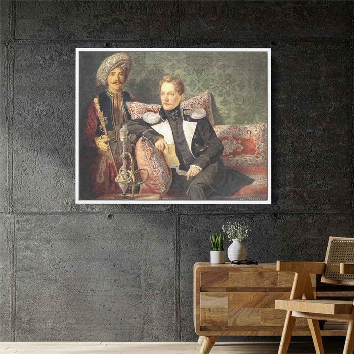 Portrait of the Military and His Servant by Karl Bryullov - Canvas Artwork