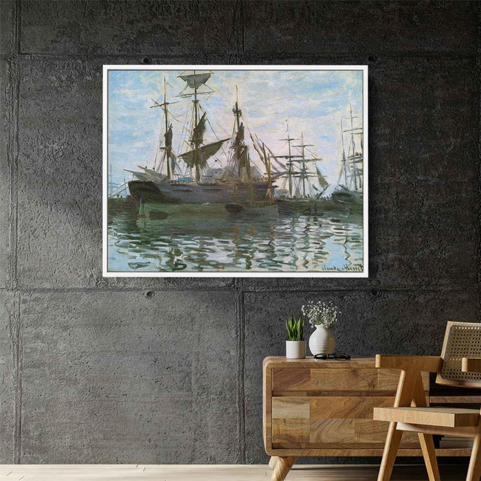 Ships in Harbor (1873) by Claude Monet - Canvas Artwork