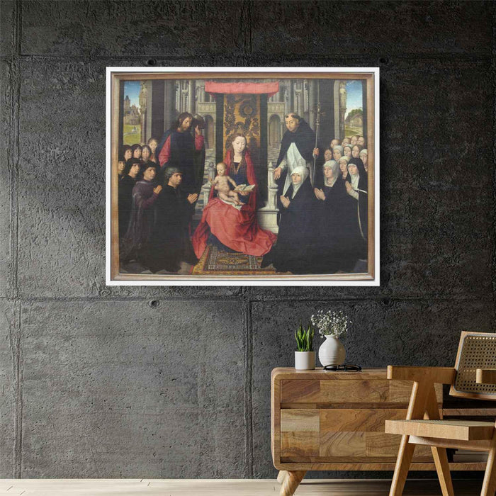 The Virgin and Child with St. James and St. Dominic Presenting the Donors and their Family, known as the Virgin of Jacques Floreins by Hans Memling - Canvas Artwork