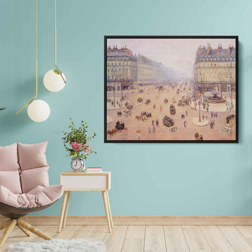 Avenue de l'Opera, Place du Thretre Francais Misty Weather by Camille Pissarro - Canvas Artwork