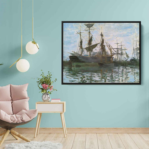 Ships in Harbor (1873) by Claude Monet - Canvas Artwork