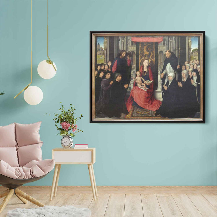 The Virgin and Child with St. James and St. Dominic Presenting the Donors and their Family, known as the Virgin of Jacques Floreins by Hans Memling - Canvas Artwork