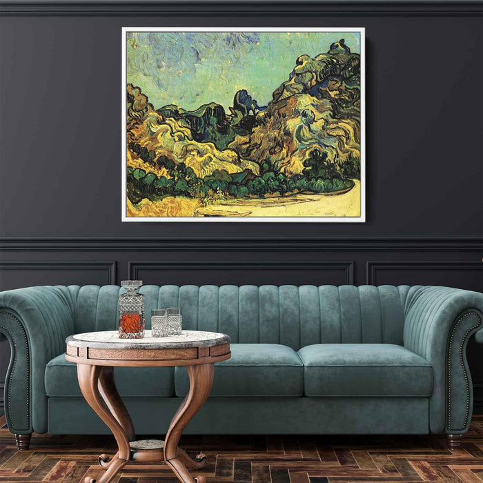 Mountains at Saint-Remy with Dark Cottage (1889) by Vincent van Gogh - Canvas Artwork