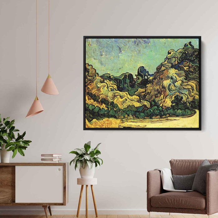 Mountains at Saint-Remy with Dark Cottage (1889) by Vincent van Gogh - Canvas Artwork