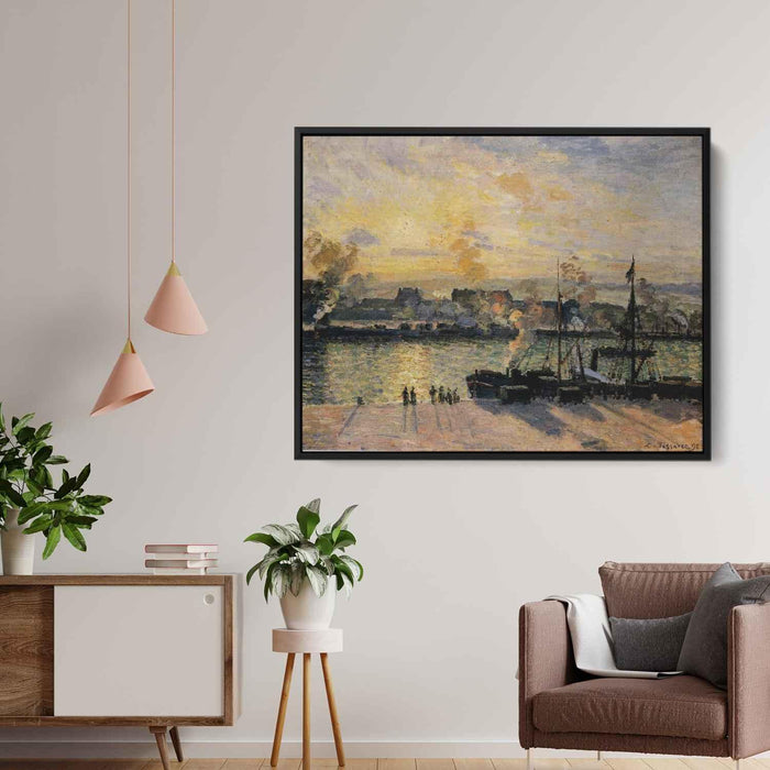 Sunset, The Port of Rouen (Steamboats) by Camille Pissarro - Canvas Artwork