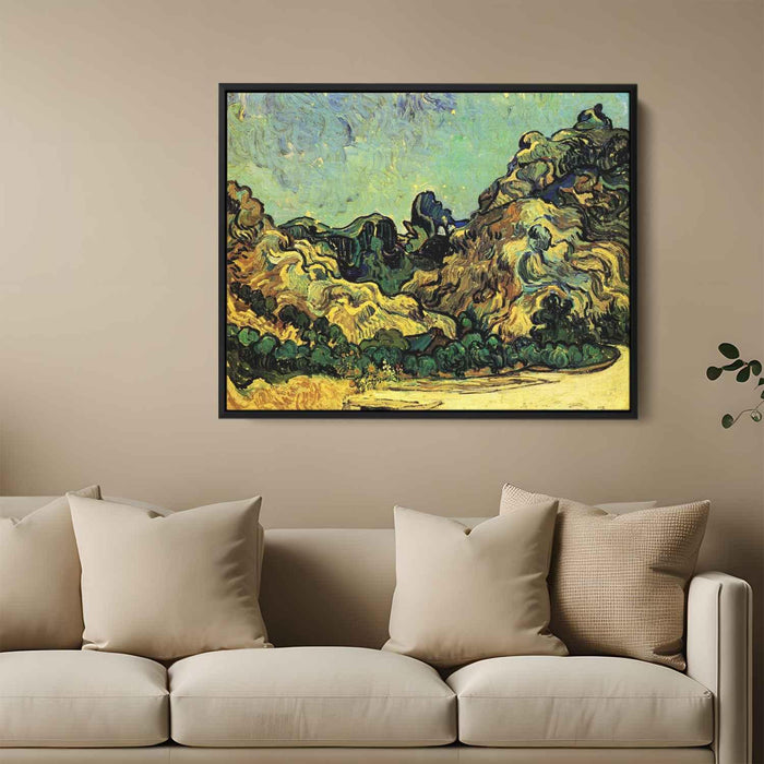 Mountains at Saint-Remy with Dark Cottage (1889) by Vincent van Gogh - Canvas Artwork