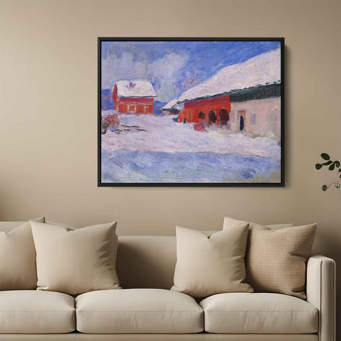 Red Houses at Bjornegaard in the Snow, Norway by Claude Monet - Canvas Artwork