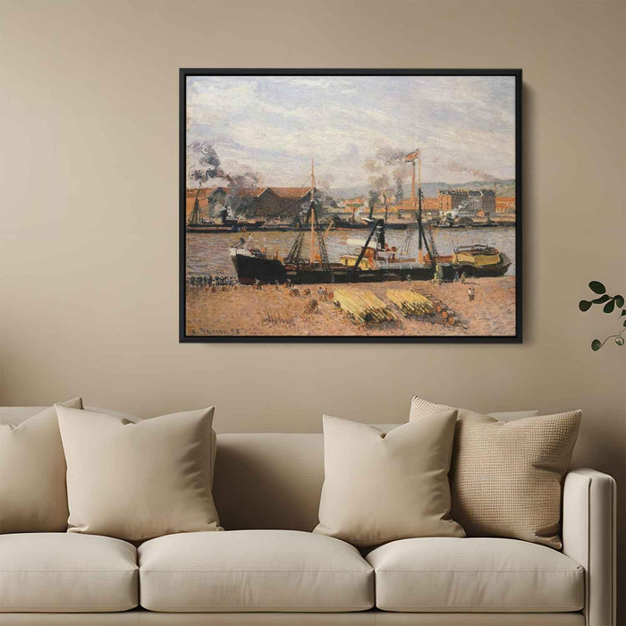 Rouen Port, Unloading Wood by Camille Pissarro - Canvas Artwork