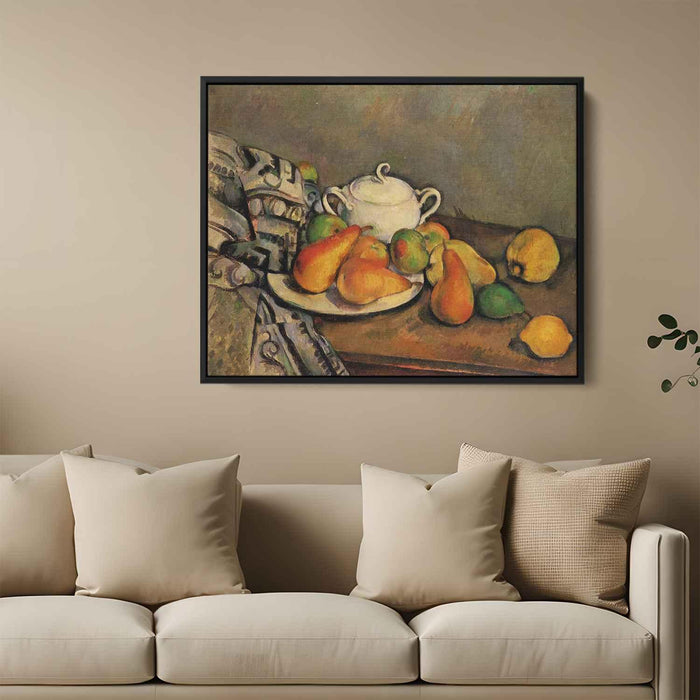 Sugarbowl, Pears and Tablecloth by Paul Cezanne - Canvas Artwork