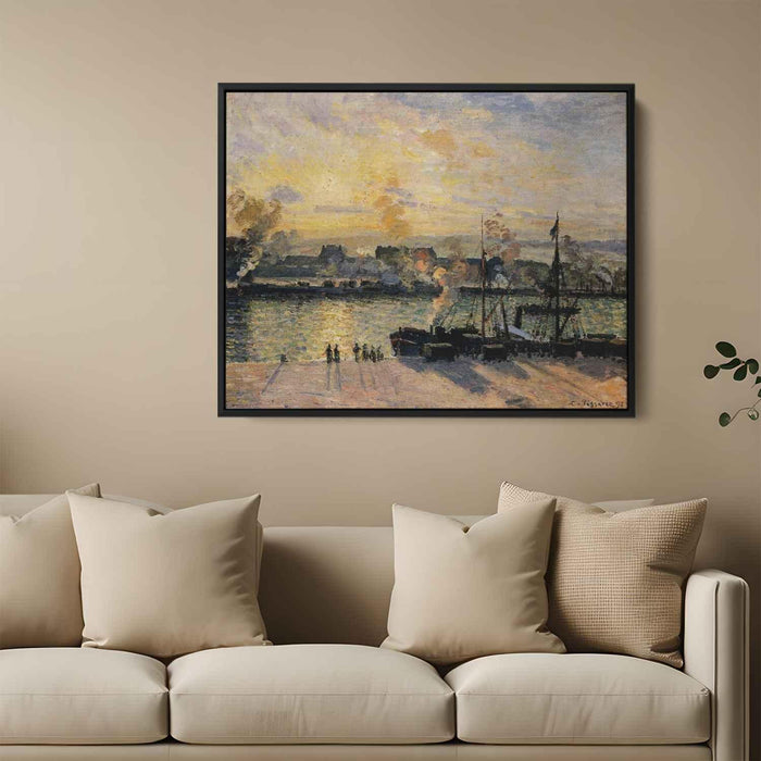 Sunset, The Port of Rouen (Steamboats) by Camille Pissarro - Canvas Artwork