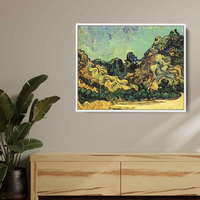 Mountains at Saint-Remy with Dark Cottage (1889) by Vincent van Gogh - Canvas Artwork