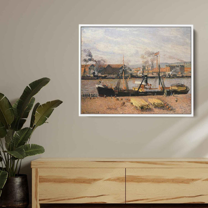 Rouen Port, Unloading Wood by Camille Pissarro - Canvas Artwork