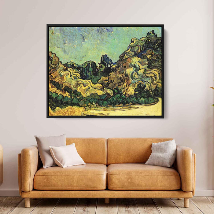 Mountains at Saint-Remy with Dark Cottage (1889) by Vincent van Gogh - Canvas Artwork