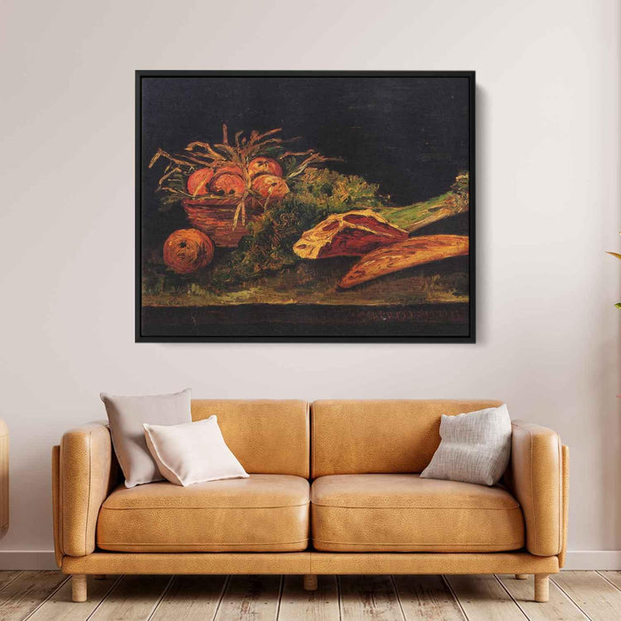 Still Life with Apples, Meat and a Roll by Vincent van Gogh - Canvas Artwork