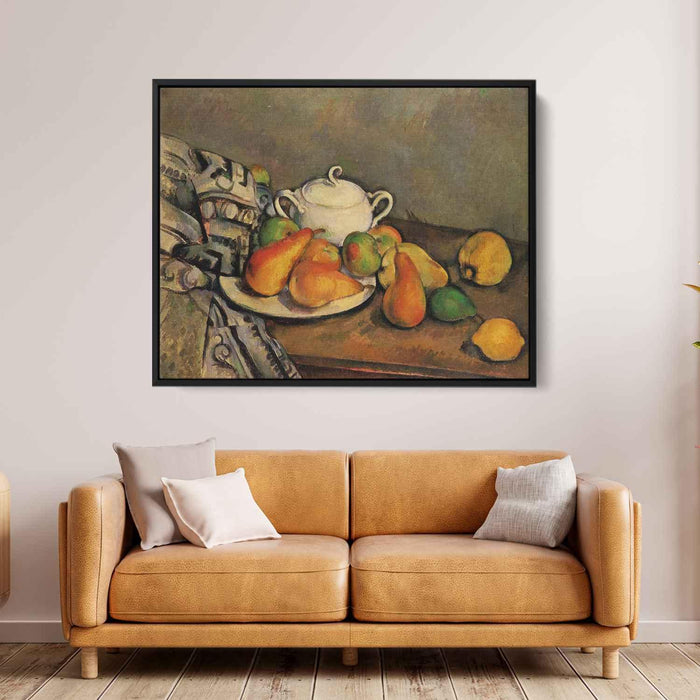 Sugarbowl, Pears and Tablecloth by Paul Cezanne - Canvas Artwork