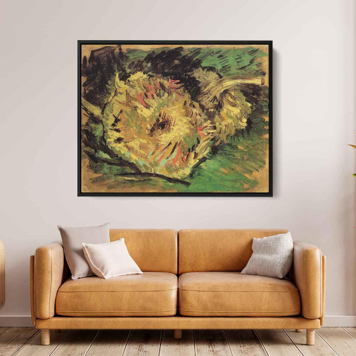 Two Cut Sunflowers (1887) by Vincent van Gogh - Canvas Artwork