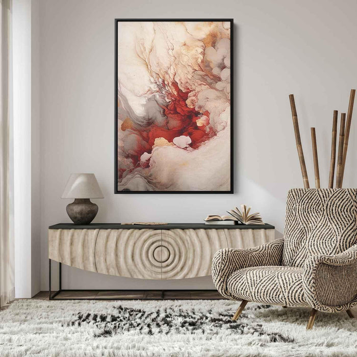 Beige and Ruby Abstract Swirls Print - Canvas Art Print by Kanvah