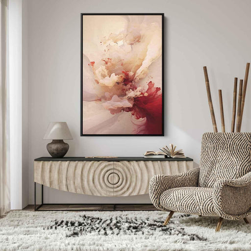 Beige and Ruby Abstract Swirls Print - Canvas Art Print by Kanvah