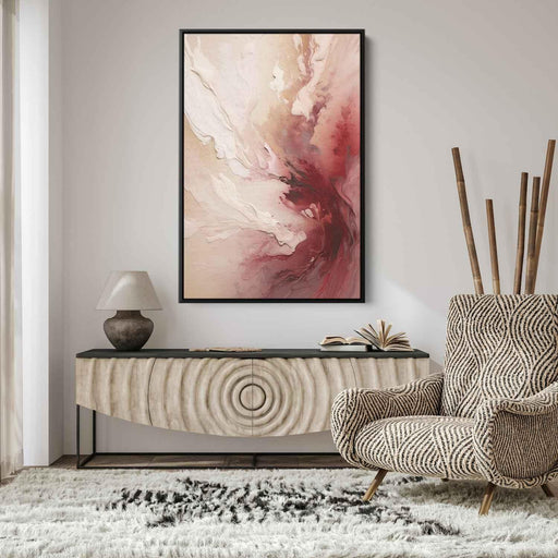 Beige and Ruby Abstract Swirls Print - Canvas Art Print by Kanvah