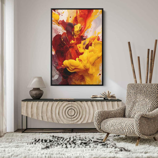 Berry and Canary Abstract Swirls Print - Canvas Art Print by Kanvah