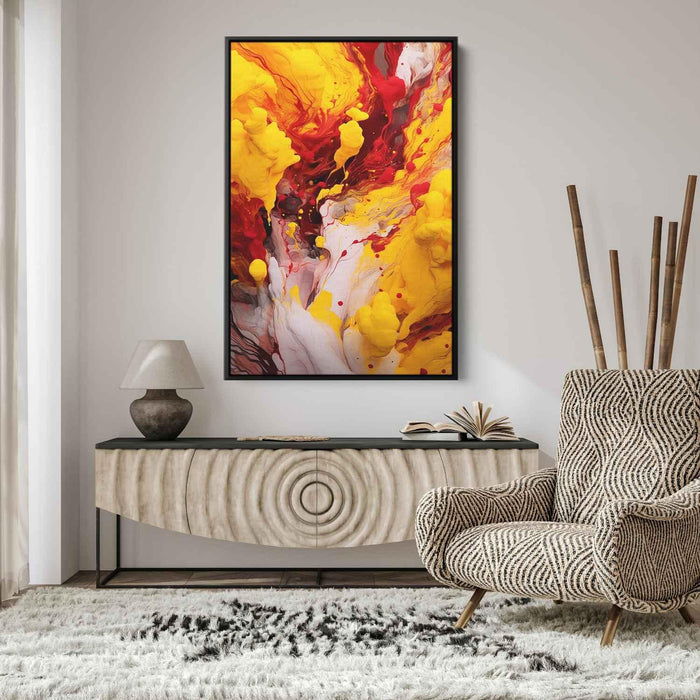 Berry and Canary Abstract Swirls Print - Canvas Art Print by Kanvah