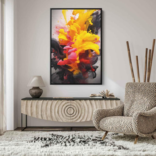 Berry and Canary Abstract Swirls Print - Canvas Art Print by Kanvah