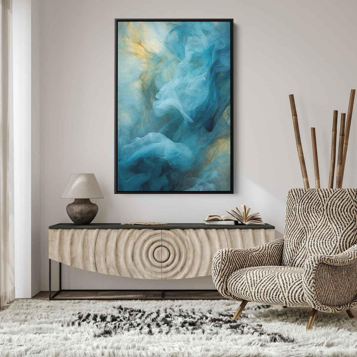 Cerulean and Topaz Abstract Swirls Print - Canvas Art Print by Kanvah