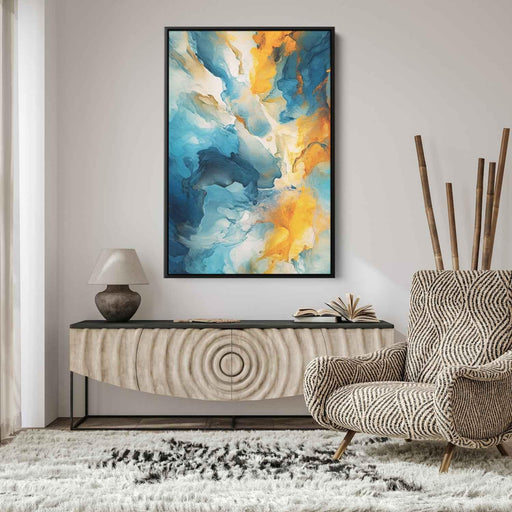 Cerulean and Topaz Abstract Swirls Print - Canvas Art Print by Kanvah