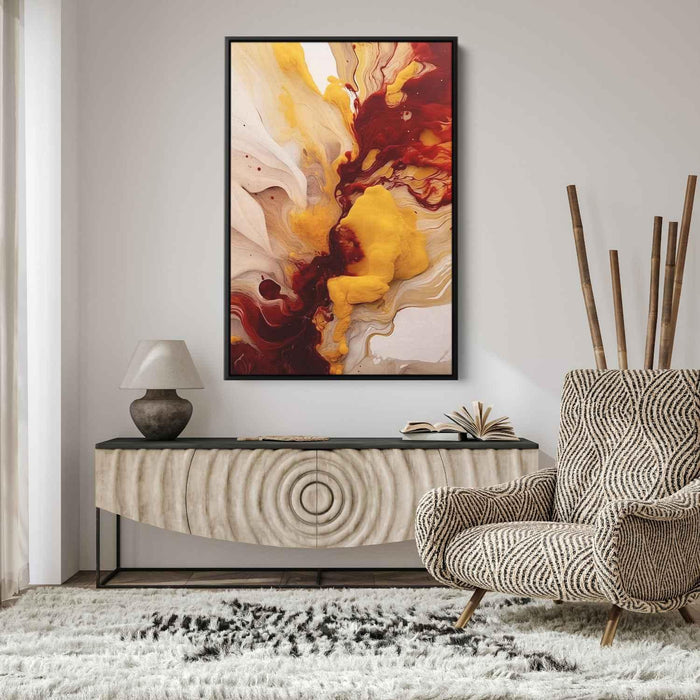 Cherry and Mustard Abstract Swirls Print - Canvas Art Print by Kanvah