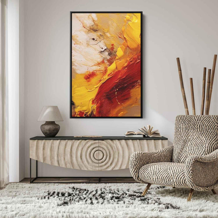 Cherry and Mustard Abstract Swirls Print - Canvas Art Print by Kanvah