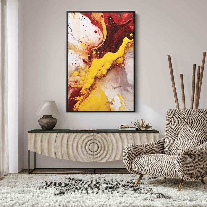 Cherry and Mustard Abstract Swirls Print - Canvas Art Print by Kanvah