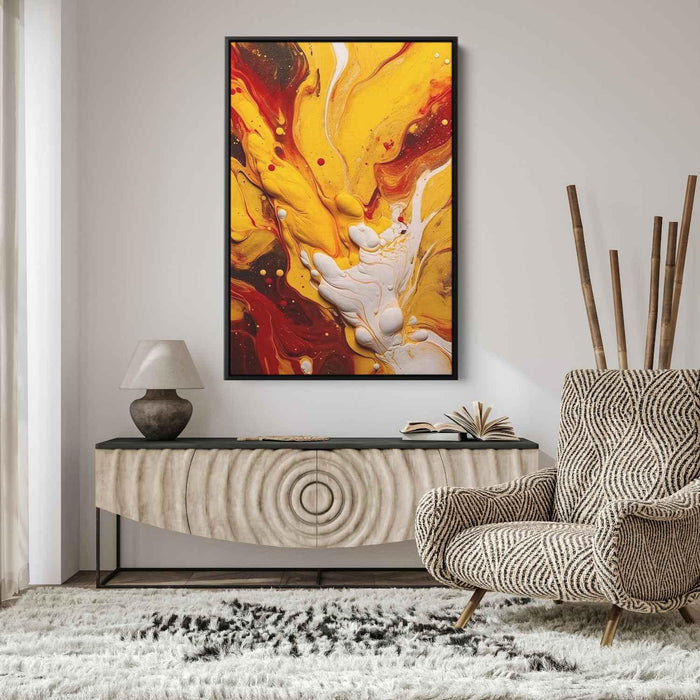 Cherry and Mustard Abstract Swirls Print - Canvas Art Print by Kanvah