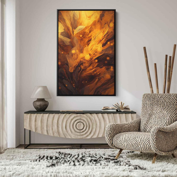 Chocolate and Amber Abstract Swirls Print - Canvas Art Print by Kanvah