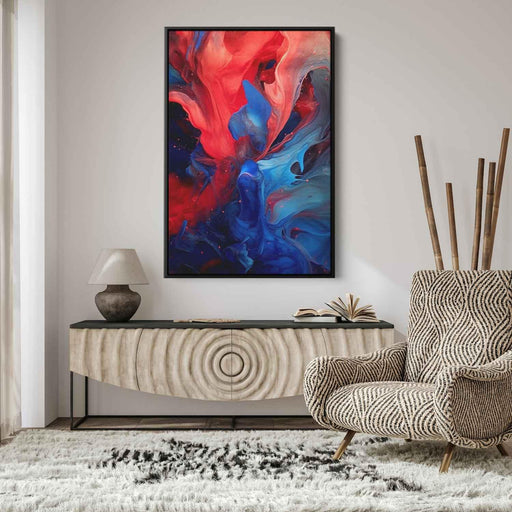 Crimson and Azure Abstract Swirls Print - Canvas Art Print by Kanvah