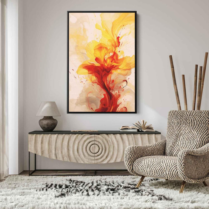 Fire Engine and Daffodil Abstract Swirls Print - Canvas Art Print by Kanvah